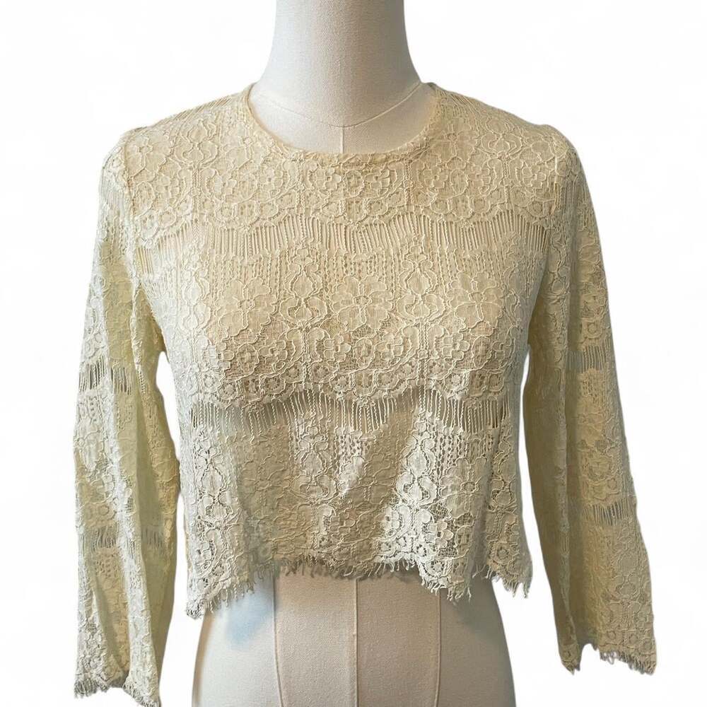 Free People Women's Cream and White Blouse